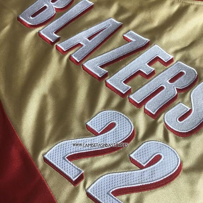 Clyde Drexler NO 22 Camiseta Portland Trail Blazers Mitchell & Ness 1991-92 Oro